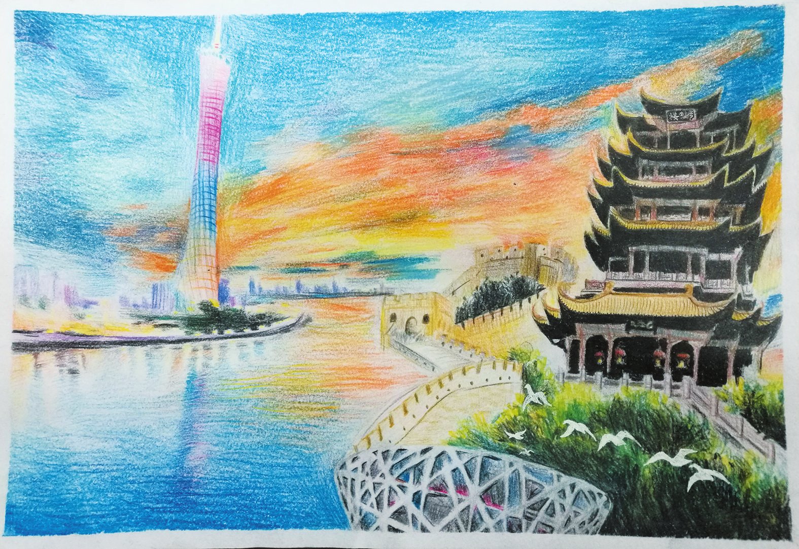 我的祖国（彩铅画）